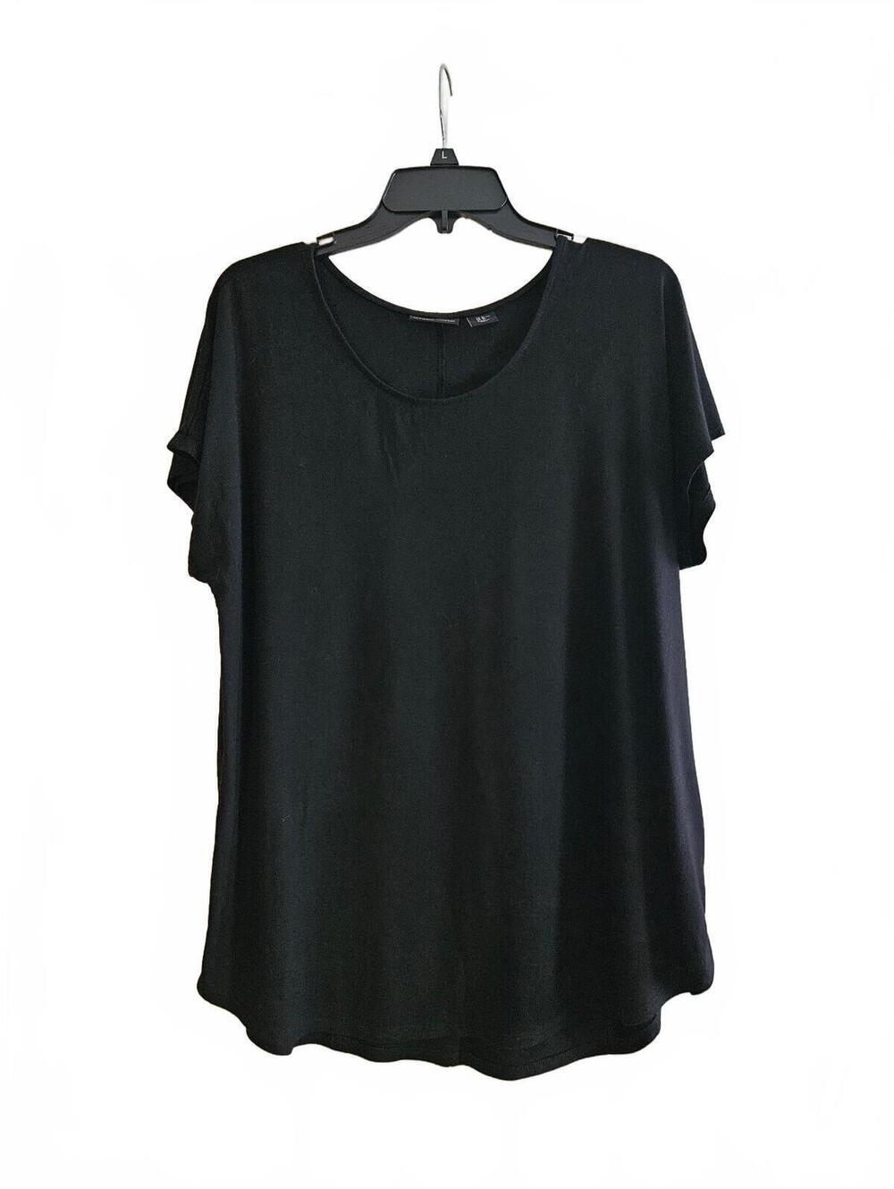 Adrienne Vittadini Black Modal Blend Short Sleeve Top Size XL-Everyday Basic